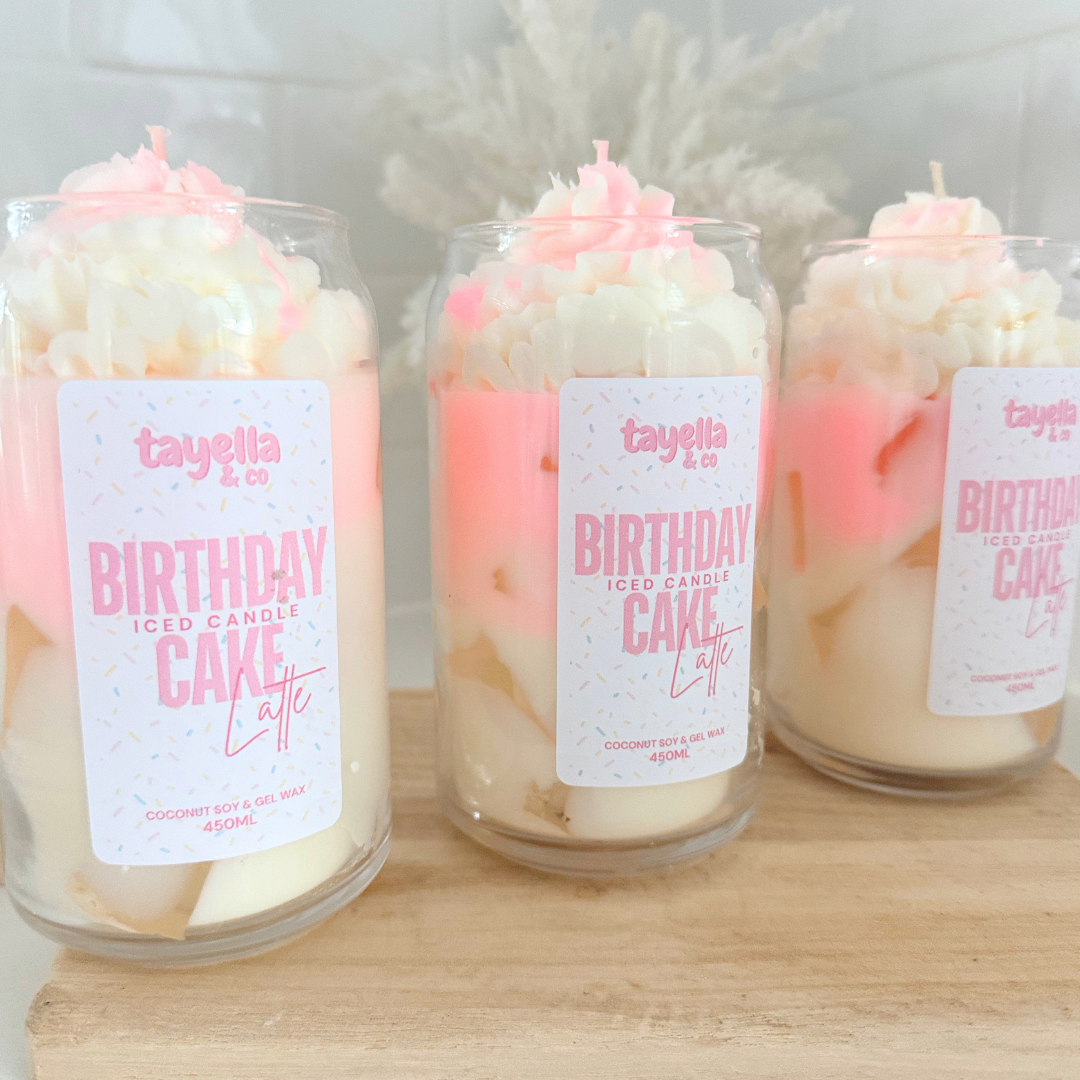 ICED BIRTHDAY CAKE LATTE CANDLE