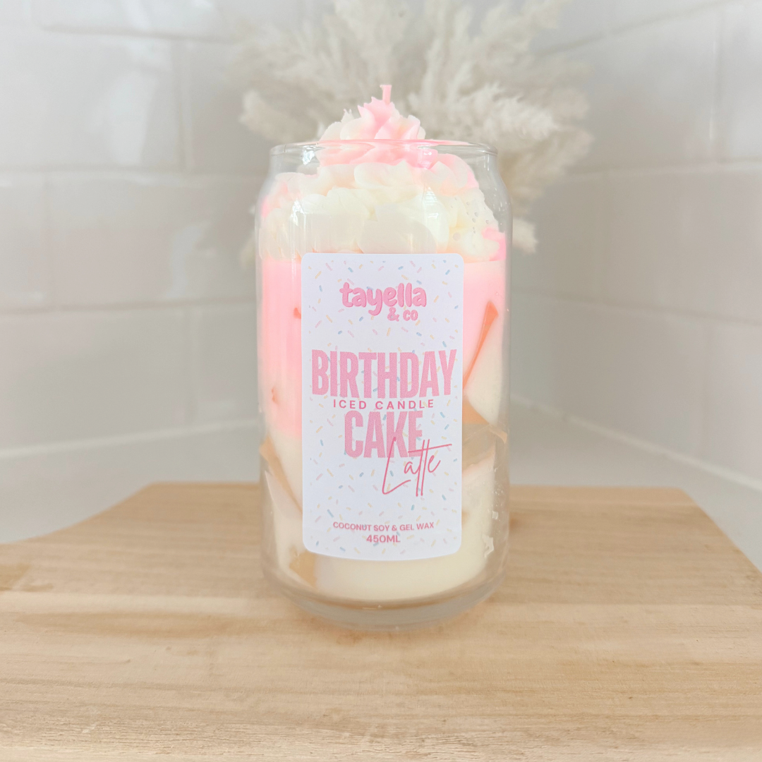 ICED BIRTHDAY CAKE LATTE CANDLE