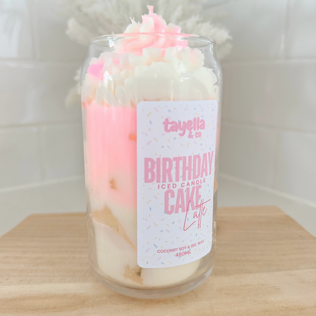 ICED BIRTHDAY CAKE LATTE CANDLE