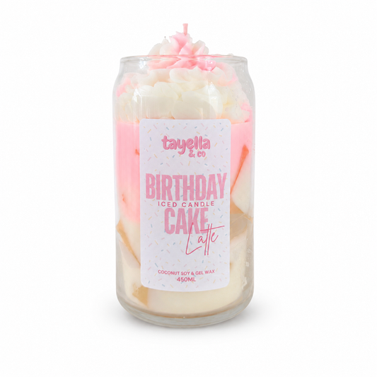 ICED BIRTHDAY CAKE LATTE CANDLE