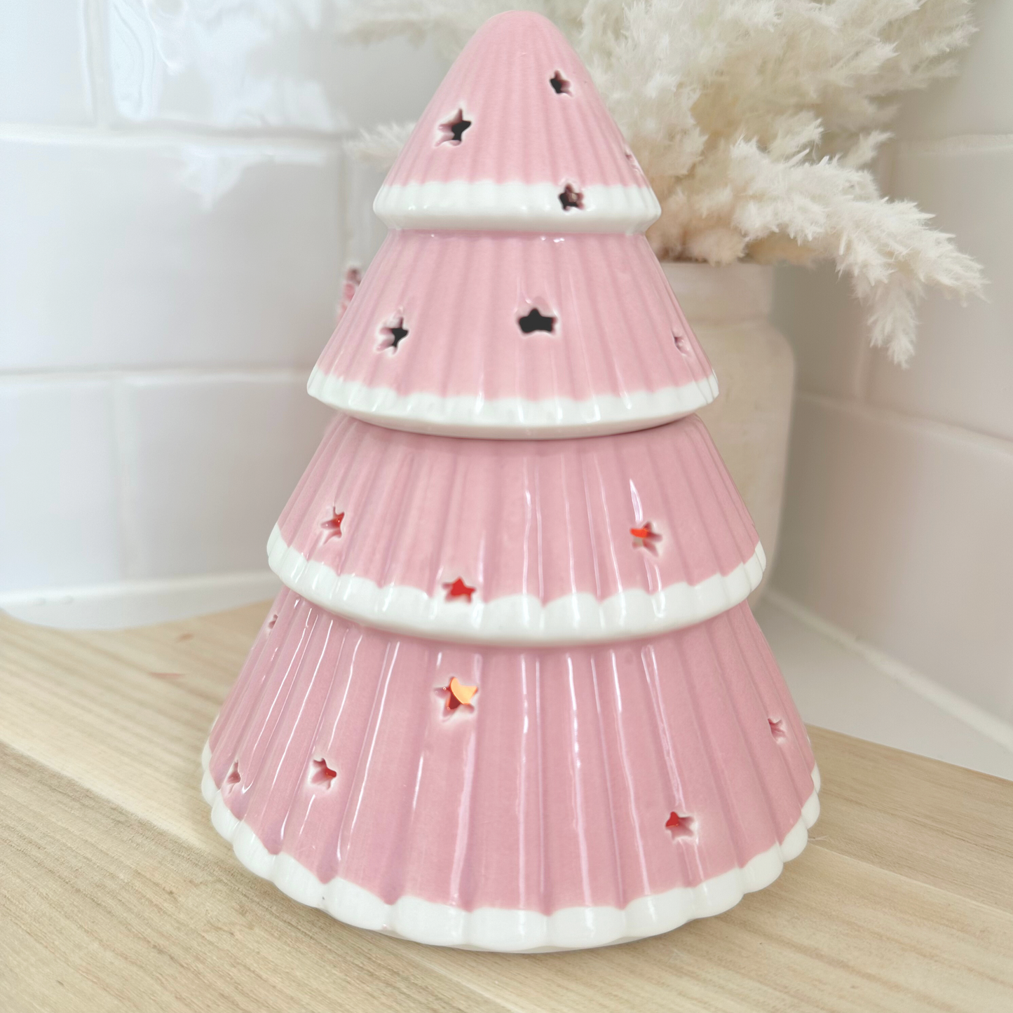 Pink Christmas Tree Tealight Wax Warmer